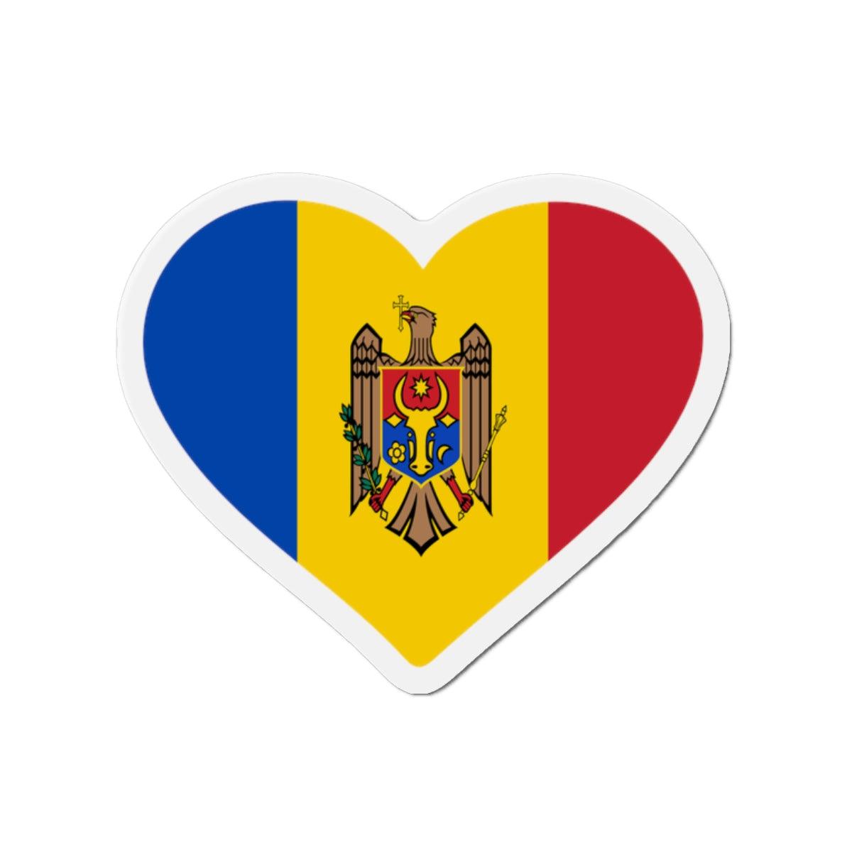 Aimant Coeur Drapeau de la Moldavie en plusieurs tailles - Pixelforma