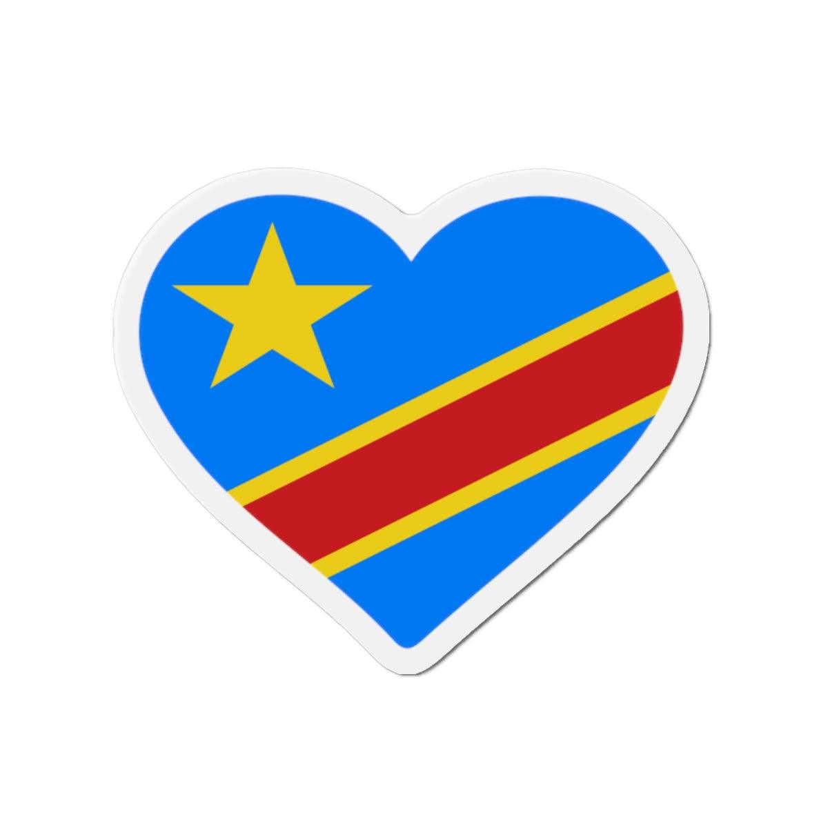 Aimant Coeur Drapeau de la république démocratique du Congo en plusieurs tailles - Pixelforma