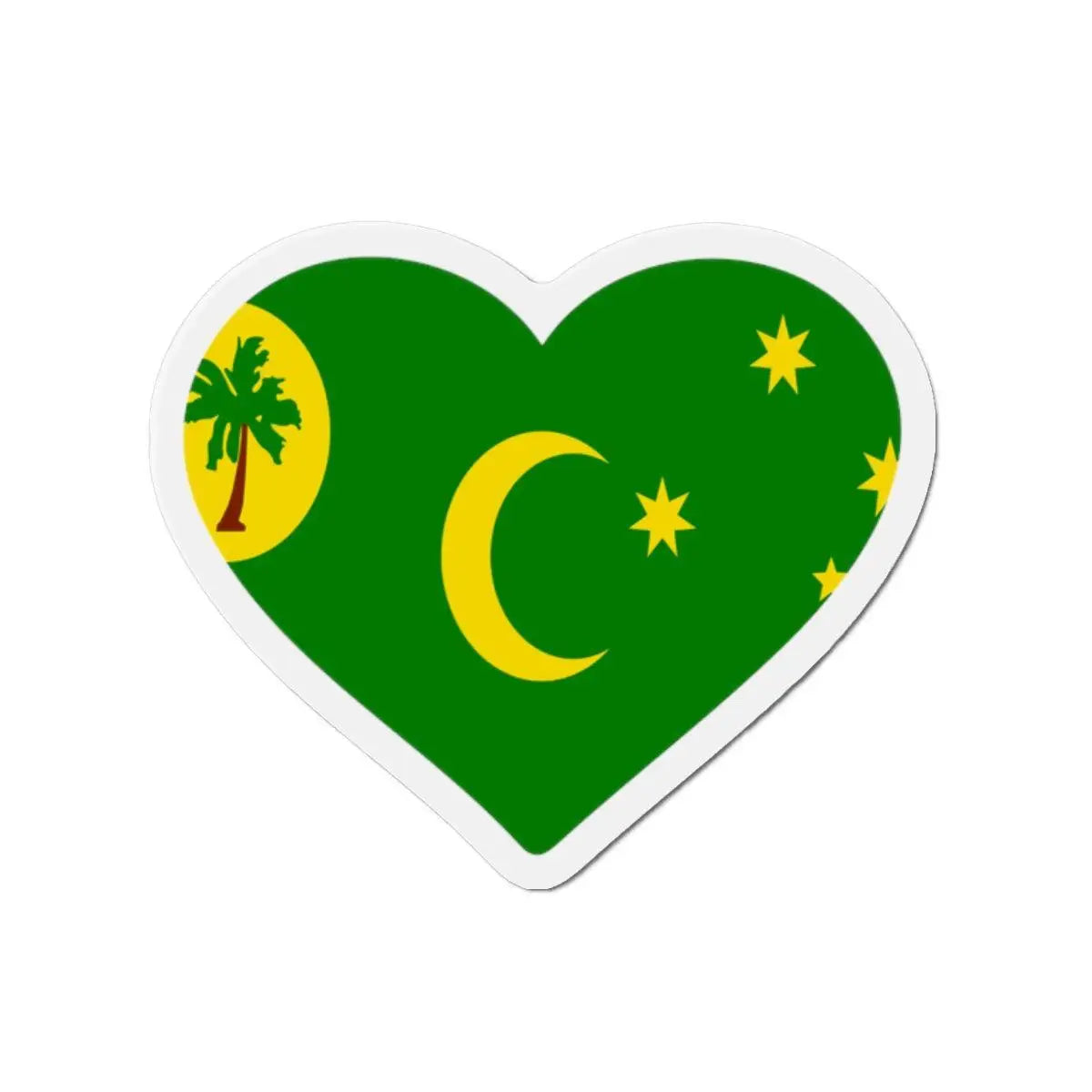 Aimant coeur drapeau des îles cocos en plusieurs tailles - pixelforma