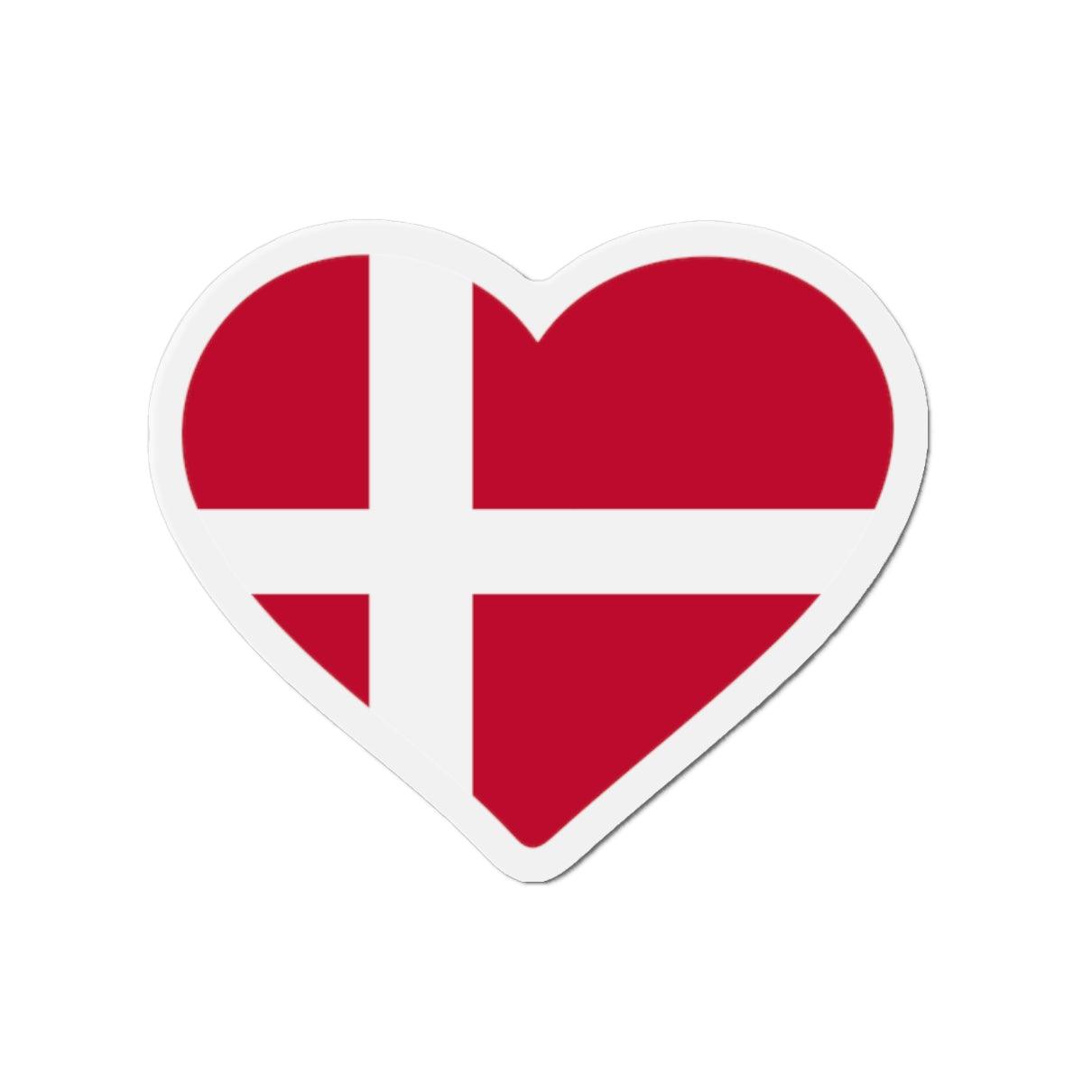 Aimant Coeur Drapeau du Danemark en plusieurs tailles - Pixelforma