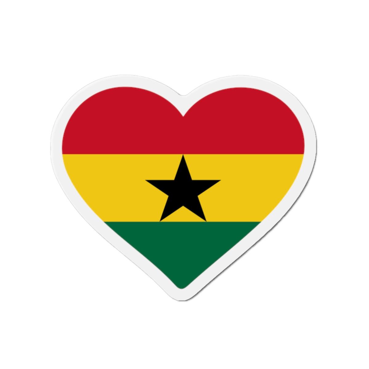 Aimant Coeur Drapeau du Ghana en plusieurs tailles - Pixelforma