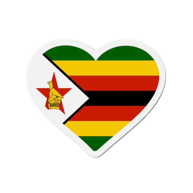 Aimant Coeur Drapeau du Zimbabwe en plusieurs tailles - Pixelforma