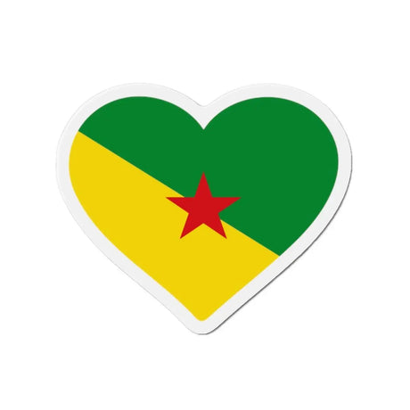 Aimant cœur drapeau guyane finition décorative colorée