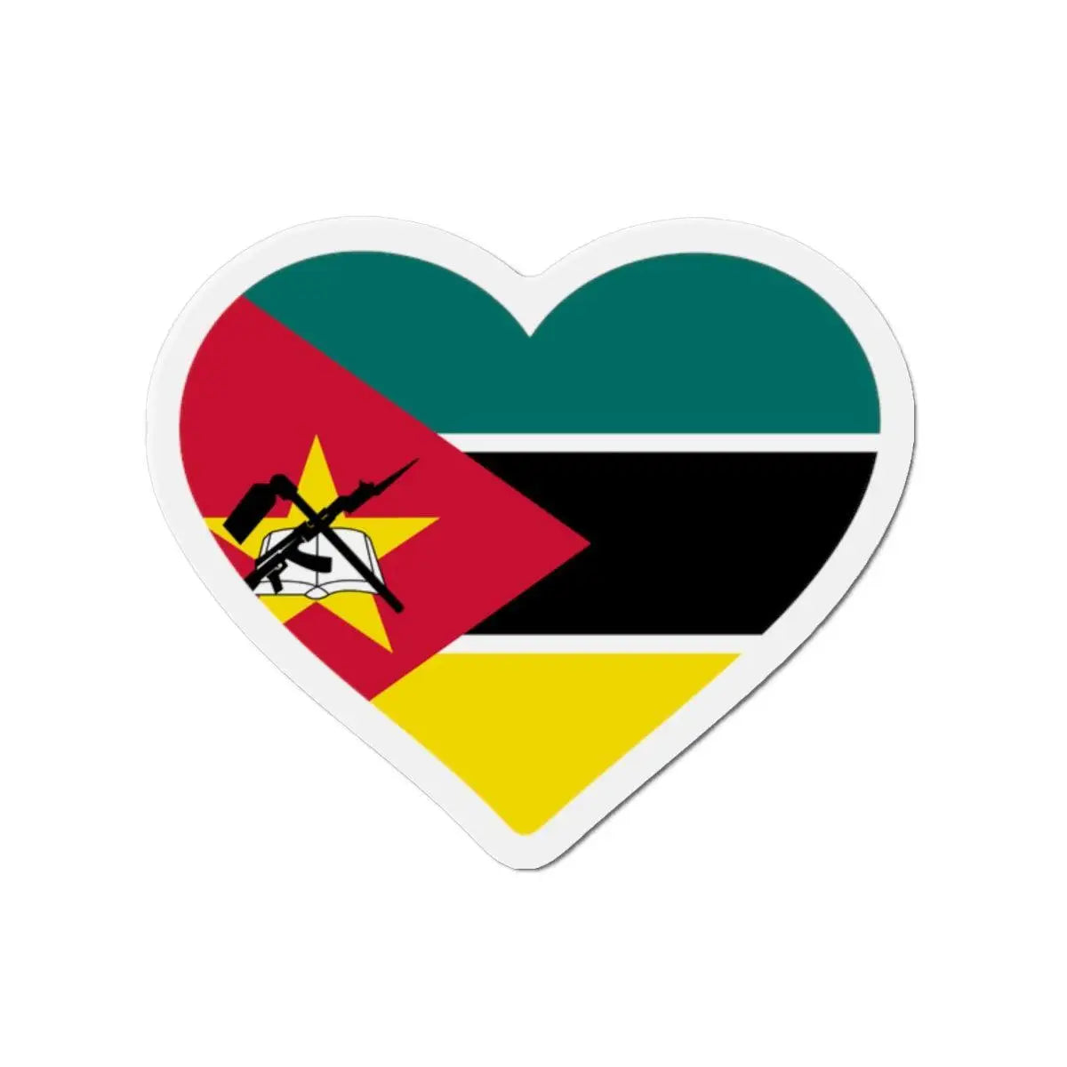 Aimant cœur drapeau mozambique forme décorative colorée