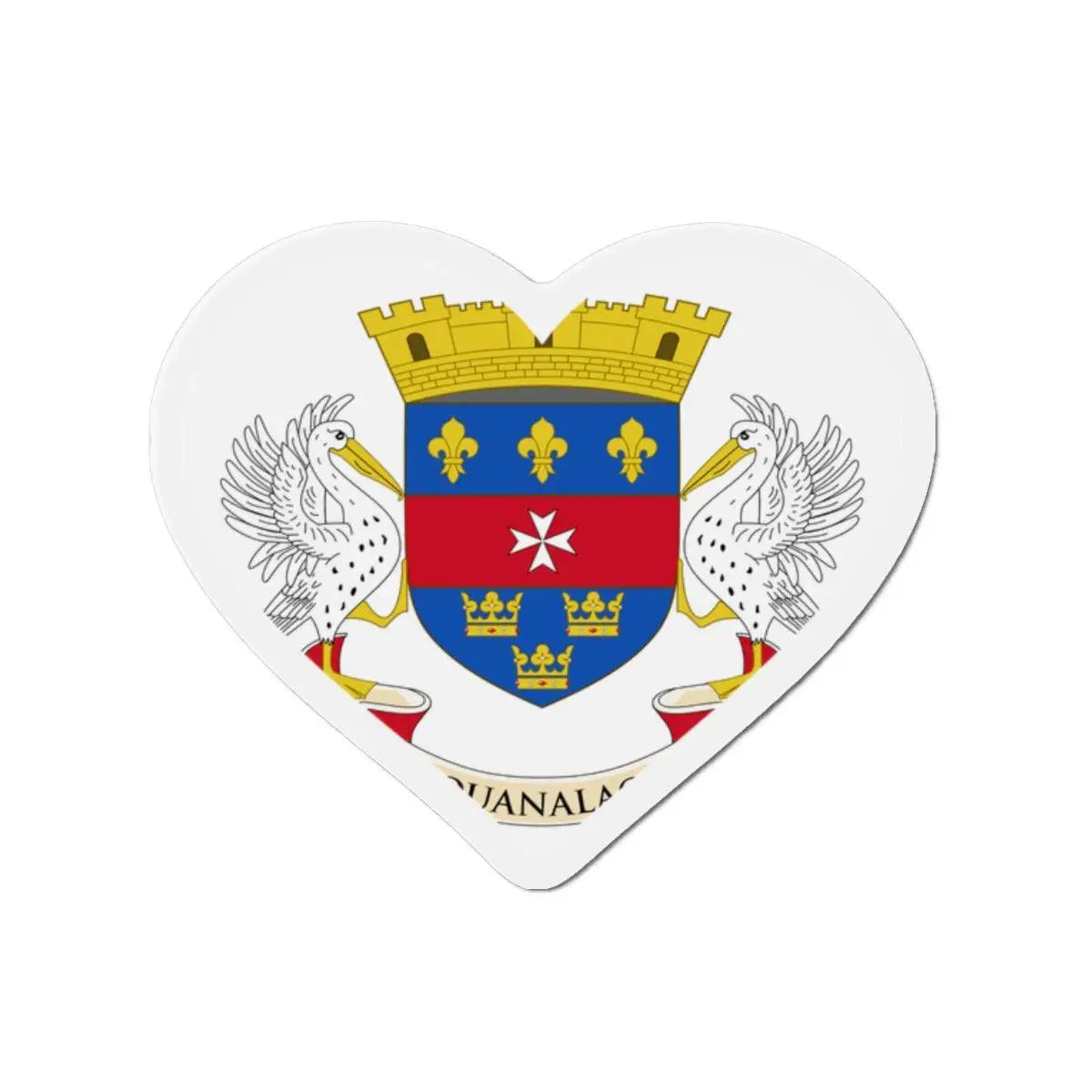 Aimant cœur drapeau saint-barthélemy finition brillante