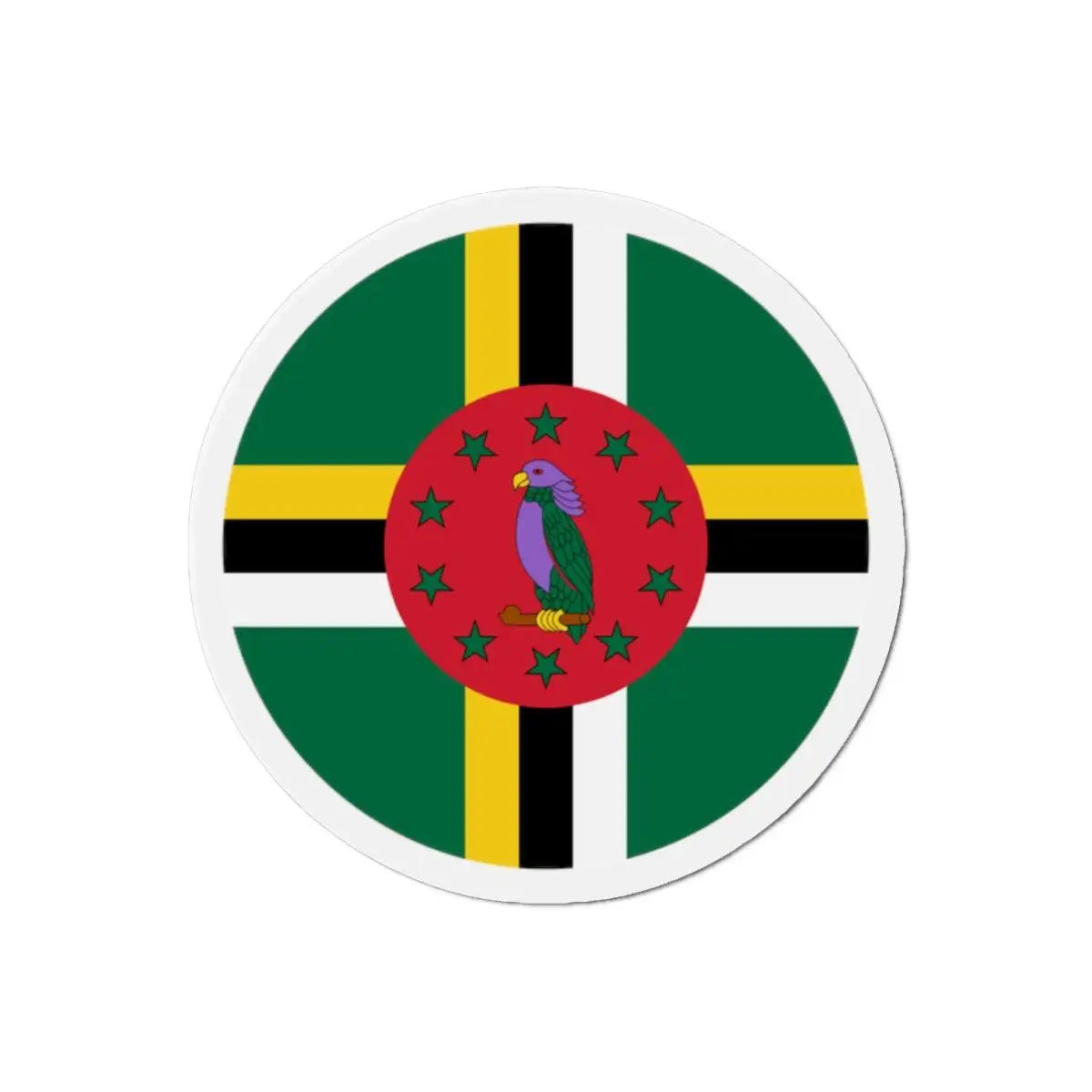 Aimant rond drapeau dominique décoratif pour surfaces métalliques