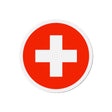 Aimant rond drapeau suisse en métal finition brillante