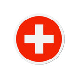 Aimant rond drapeau suisse en métal finition brillante