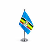 Drapeau Bureau de la Communauté d'Afrique de l'Est modèle Argent avec mât et socle en acier inoxydable