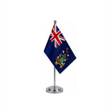 Drapeau bureau de la Géorgie du Sud-et-les Îles Sandwich du Sud modèle Argent avec mât et socle en acier inoxydable