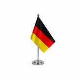 Drapeau bureau de l'Allemagne modèle Argent avec mât et socle en acier inoxydable