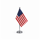 Drapeau bureau des États-Unis modèle Argent avec mât et socle en acier inoxydable