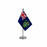 Drapeau bureau des îles Pitcairn modèle Argent avec mât et socle en acier inoxydable