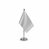 Drapeau Bureau Gris Clair modèle Argent avec mât et socle en acier inoxydable