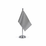 Drapeau Bureau Gris modèle Argent avec mât et socle en acier inoxydable