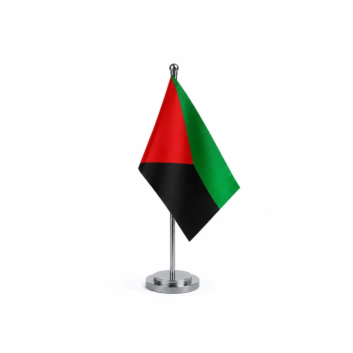 Drapeau bureau la Martinique modèle Argent avec mât et socle en acier inoxydable