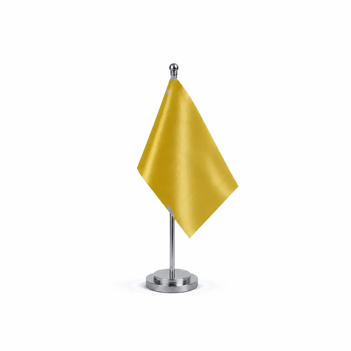 Drapeau Bureau Orange Clair modèle Argent avec mât et socle en acier inoxydable