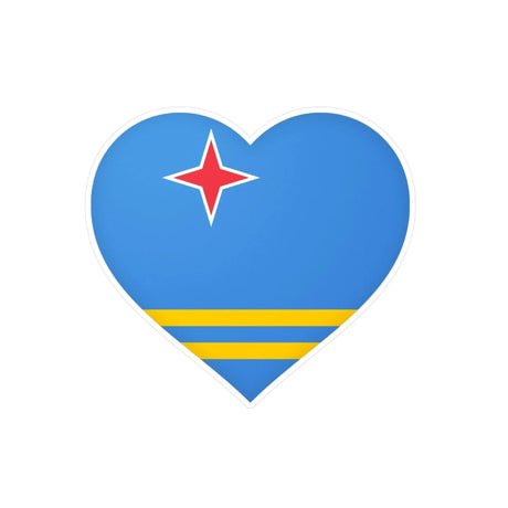 Autocollant cœur drapeau d’aruba pvc résistant décoratif