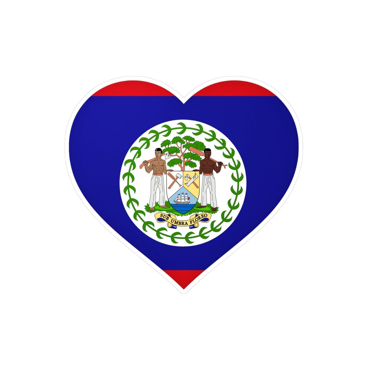 Autocollant coeur Drapeau du Belize en plusieurs tailles - Pixelforma