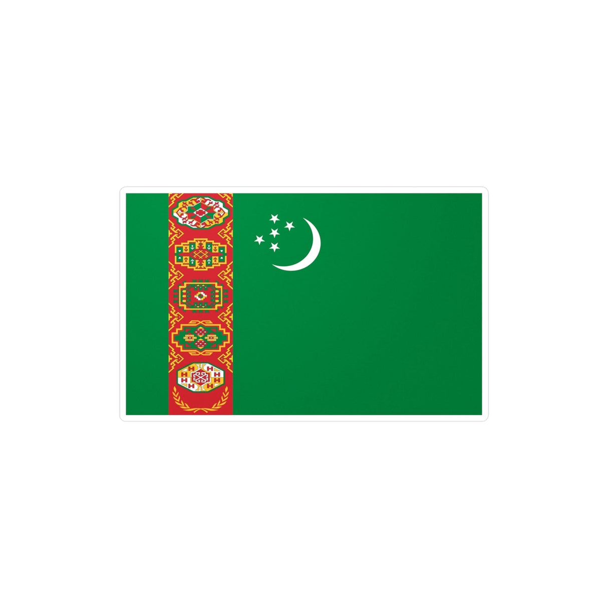 Turkmenistan Flag Sticker in Multiple Sizes - Pixelforma