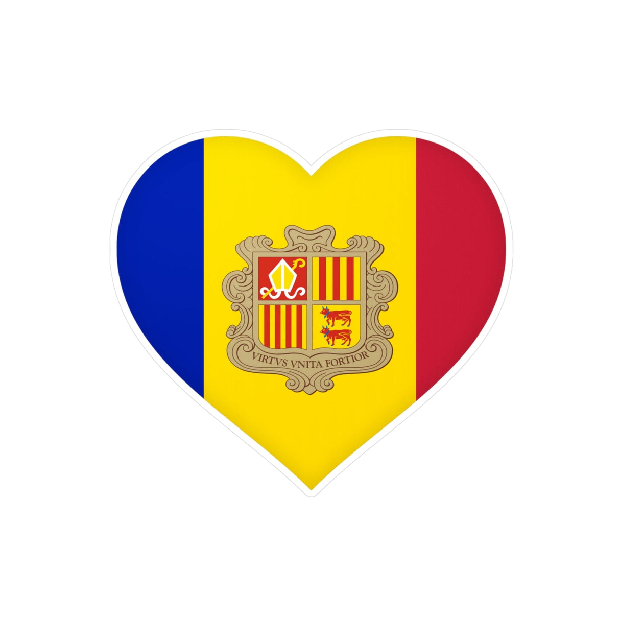 Andorran Flag heart sticker in several sizes - Pixelforma
