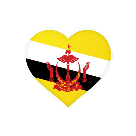 Brunei Flag Heart Sticker in Multiple Sizes - Pixelforma