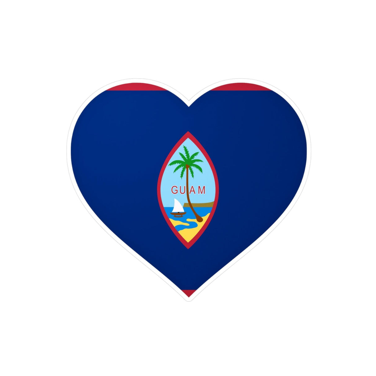 Autocollant en coeur Drapeau de Guam en plusieurs tailles - Pixelforma