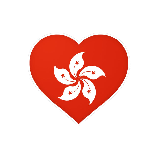 Hong Kong Flag Heart Sticker in Multiple Sizes - Pixelforma