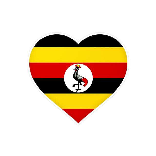 Autocollant en coeur Drapeau de l'Ouganda en plusieurs tailles - Pixelforma