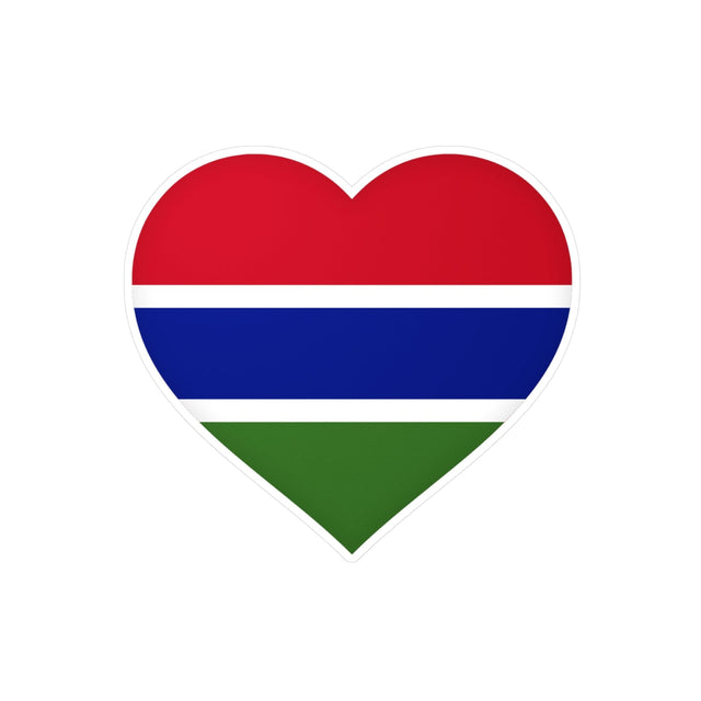 Gambia Flag Heart Sticker in Multiple Sizes - Pixelforma