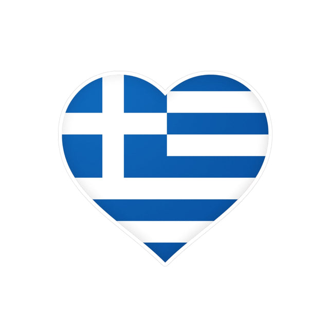 Flag of Greece Heart Sticker in Multiple Sizes - Pixelforma