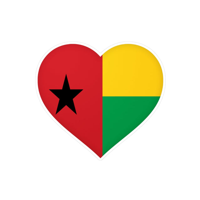 Guinea-Bissau Flag Heart Sticker in Multiple Sizes - Pixelforma