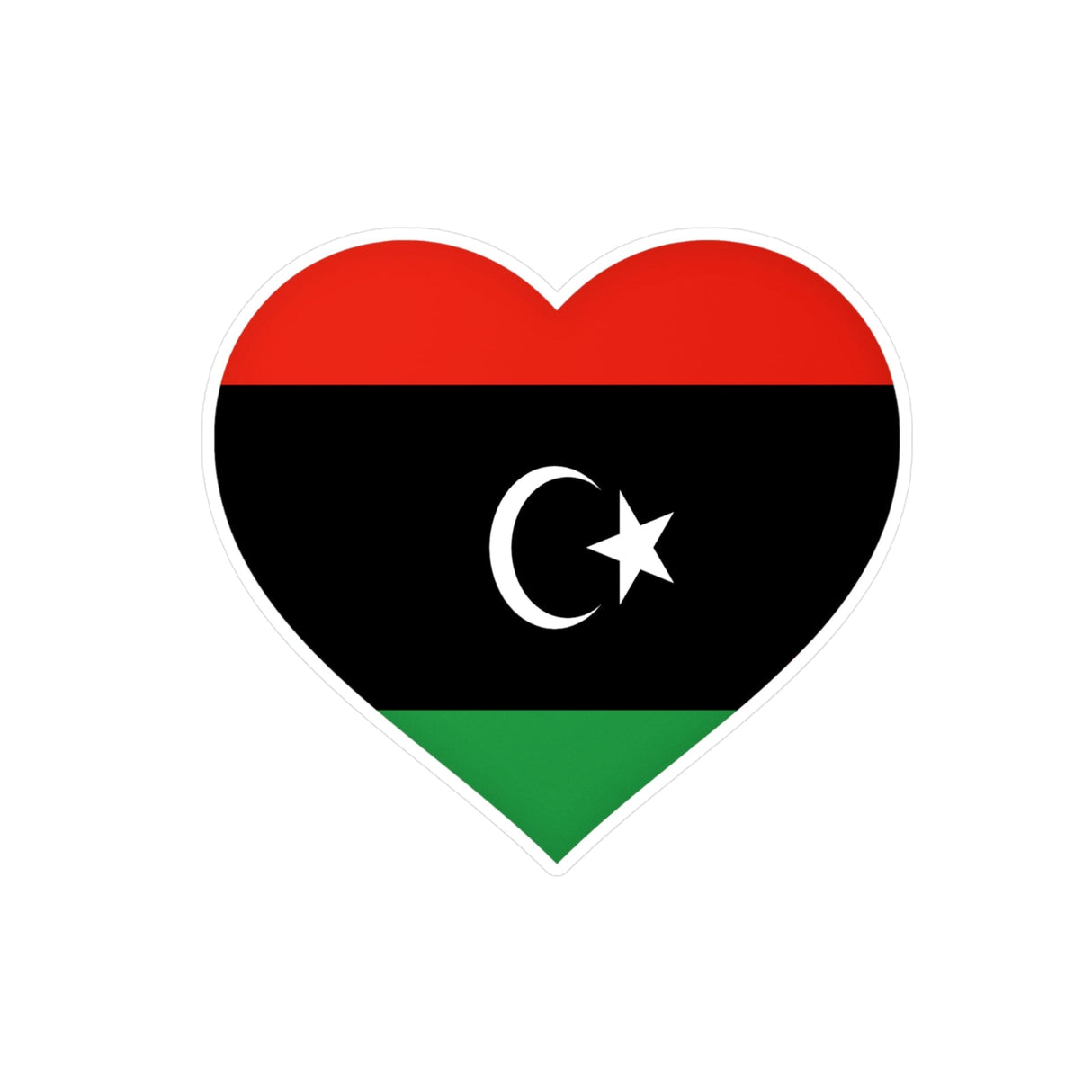 Libya Flag Heart Sticker in Multiple Sizes - Pixelforma
