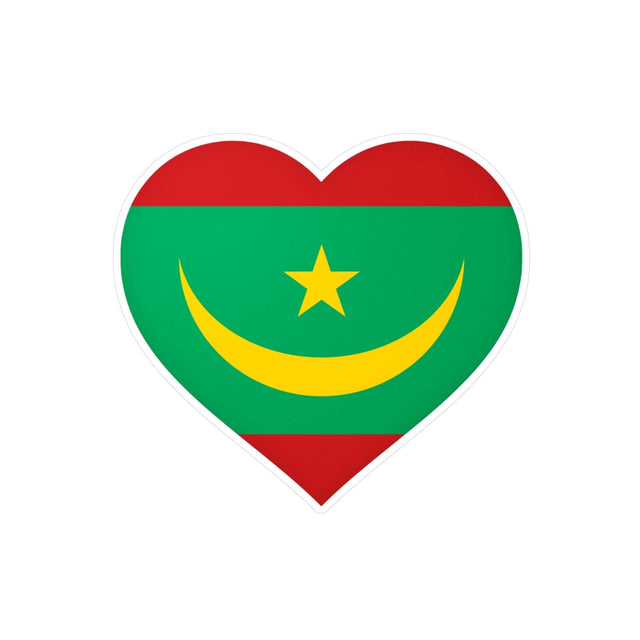 Autocollant en coeur Drapeau de la Mauritanie en plusieurs tailles - Pixelforma