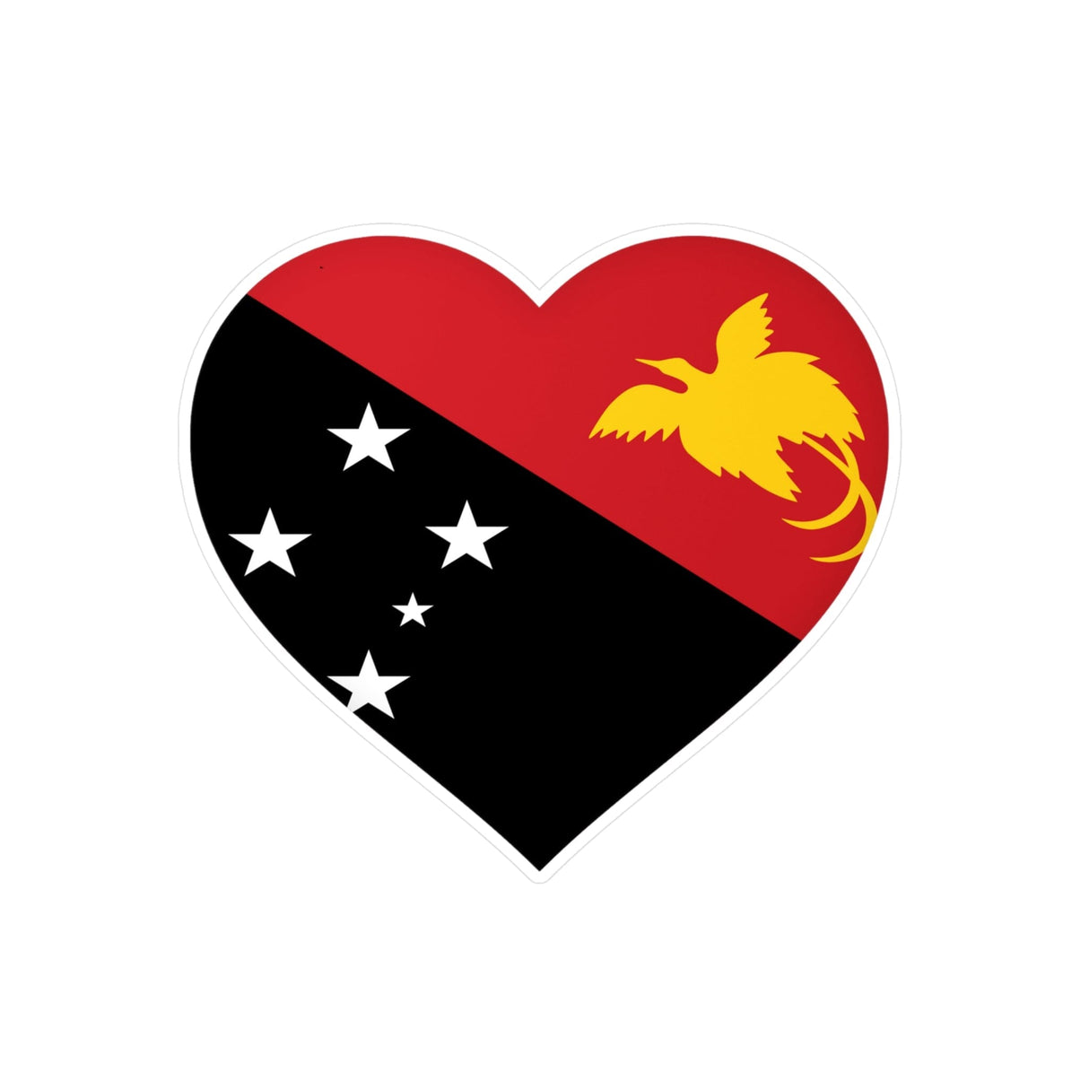 Papua New Guinea Flag Heart Sticker in Multiple Sizes - Pixelforma