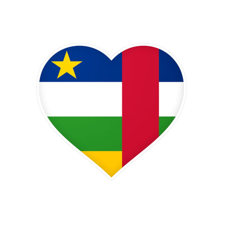 Central African Republic Flag Heart Sticker in Multiple Sizes - Pixelforma