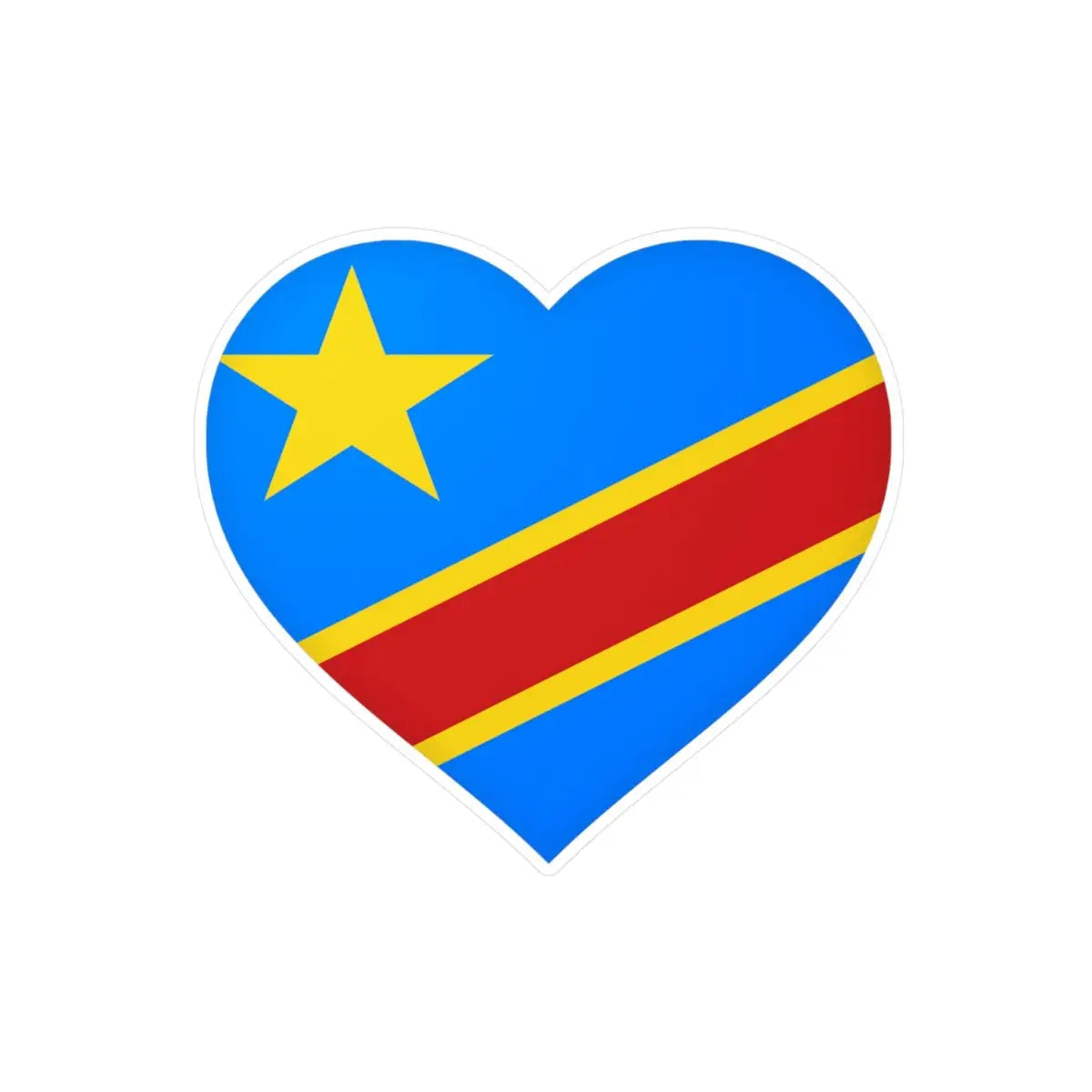 Autocollant en coeur Drapeau de la république démocratique du Congo en plusieurs tailles - Pixelforma 