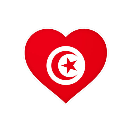 Tunisia Flag Heart Sticker in Multiple Sizes - Pixelforma