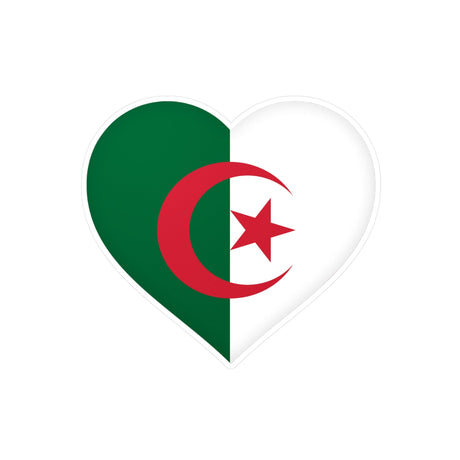 Flag of Algeria Heart Sticker in Multiple Sizes - Pixelforma