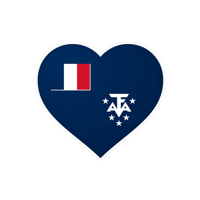 French Antarctic Flag Heart Sticker in Multiple Sizes - Pixelforma