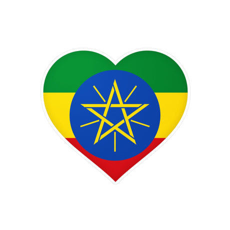 Ethiopia Flag Heart Sticker in Multiple Sizes - Pixelforma