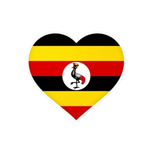 Uganda Flag Heart Sticker in Multiple Sizes - Pixelforma