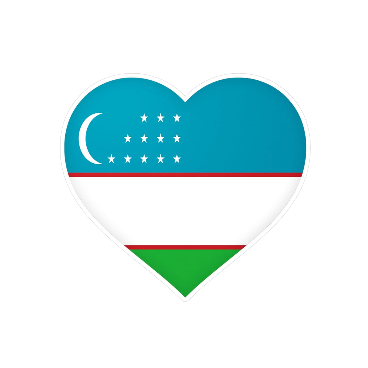 Flag of Uzbekistan Heart Sticker in Multiple Sizes - Pixelforma