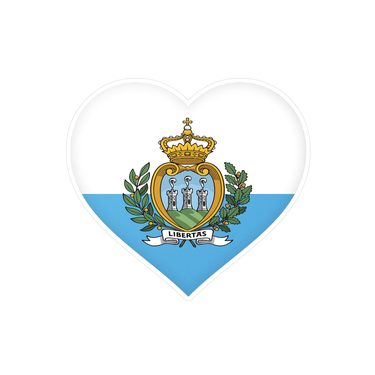 San Marino Flag Heart Sticker in Multiple Sizes - Pixelforma