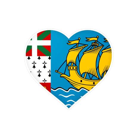 Flag of Saint Pierre and Miquelon Heart Sticker in Multiple Sizes - Pixelforma