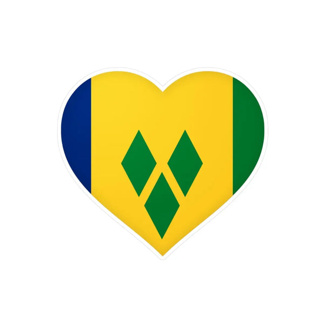 Autocollant en coeur Drapeau de Saint-Vincent-et-les-Grenadines en plusieurs tailles - Pixelforma 