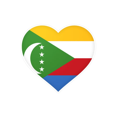 Comoros Flag Heart Sticker in Multiple Sizes - Pixelforma