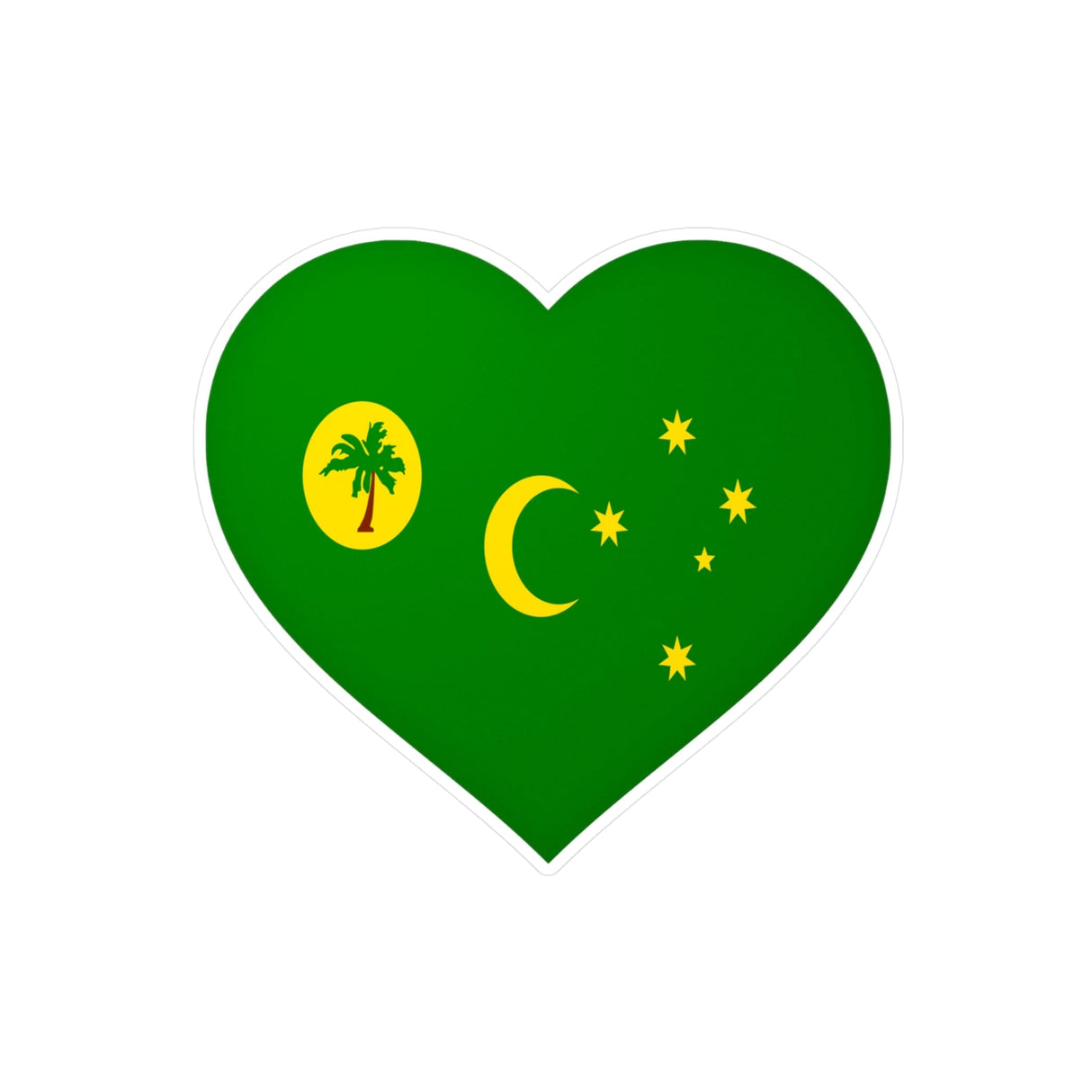 Cocos Islands Flag Heart Sticker in Multiple Sizes - Pixelforma