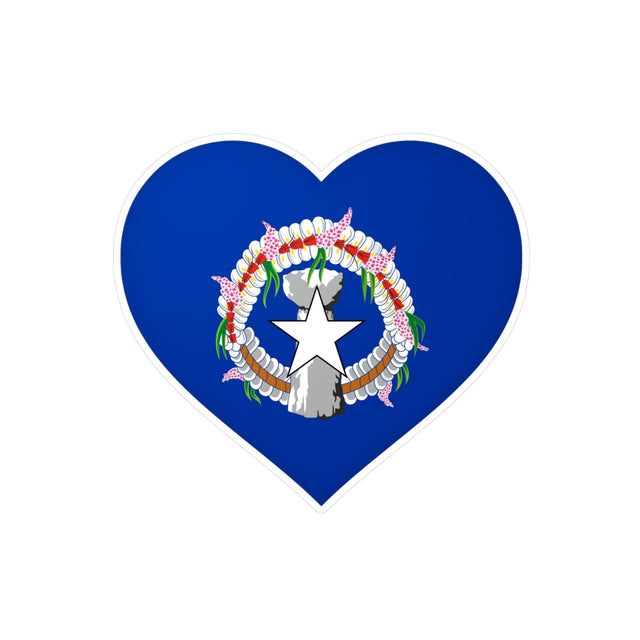 Northern Mariana Islands Flag Heart Sticker in Multiple Sizes - Pixelforma