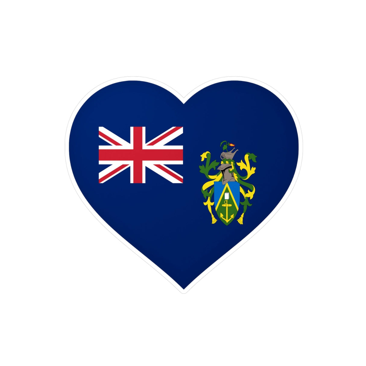 Pitcairn Islands Flag Heart Sticker in Multiple Sizes - Pixelforma